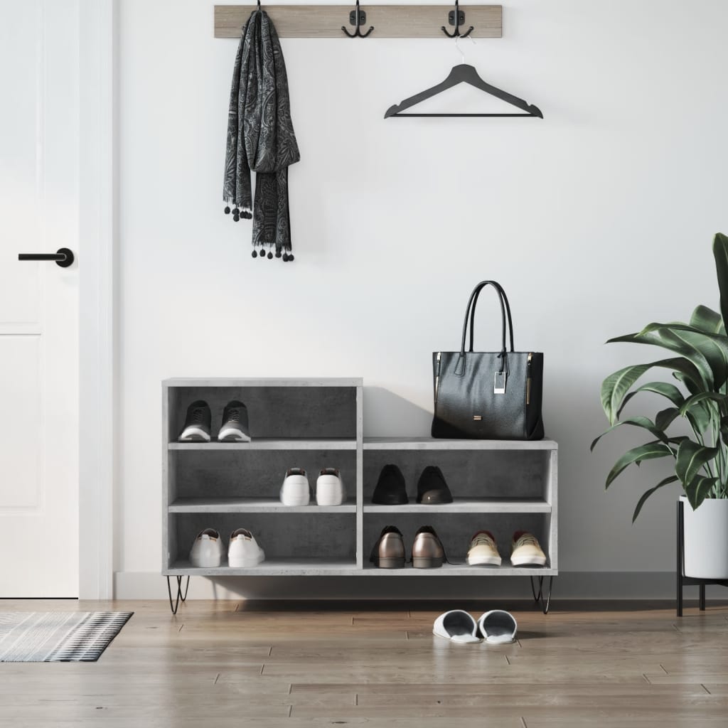 Schuhregal Betongrau 102x36x60 cm Holzwerkstoff - Pazzar.ch