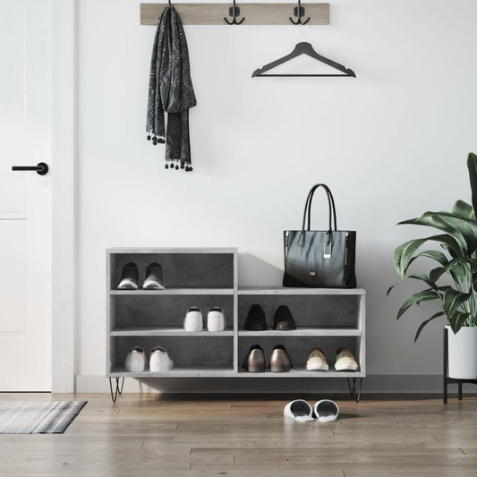 Schuhregal Betongrau 102x36x60 cm Holzwerkstoff - Pazzar.ch