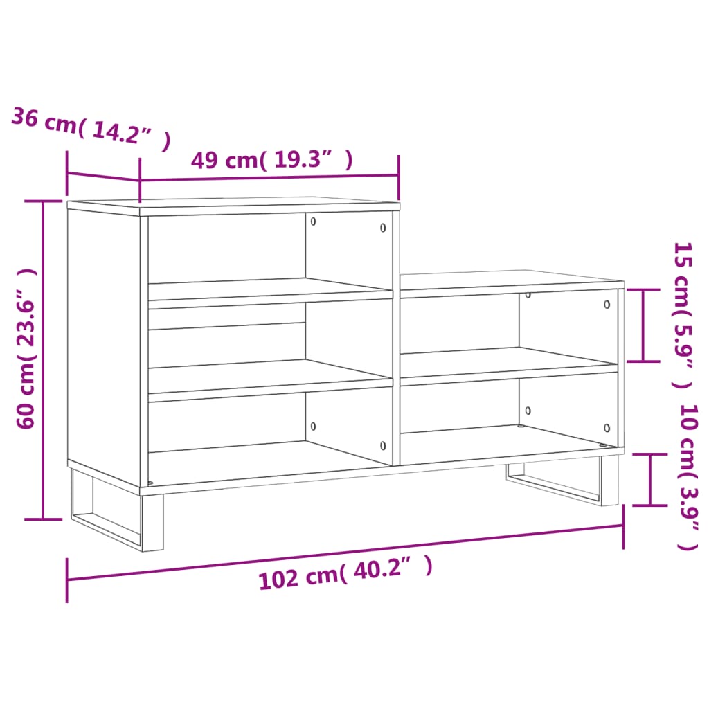 Schuhregal Weiß 102x36x60 cm Holzwerkstoff - Pazzar.ch