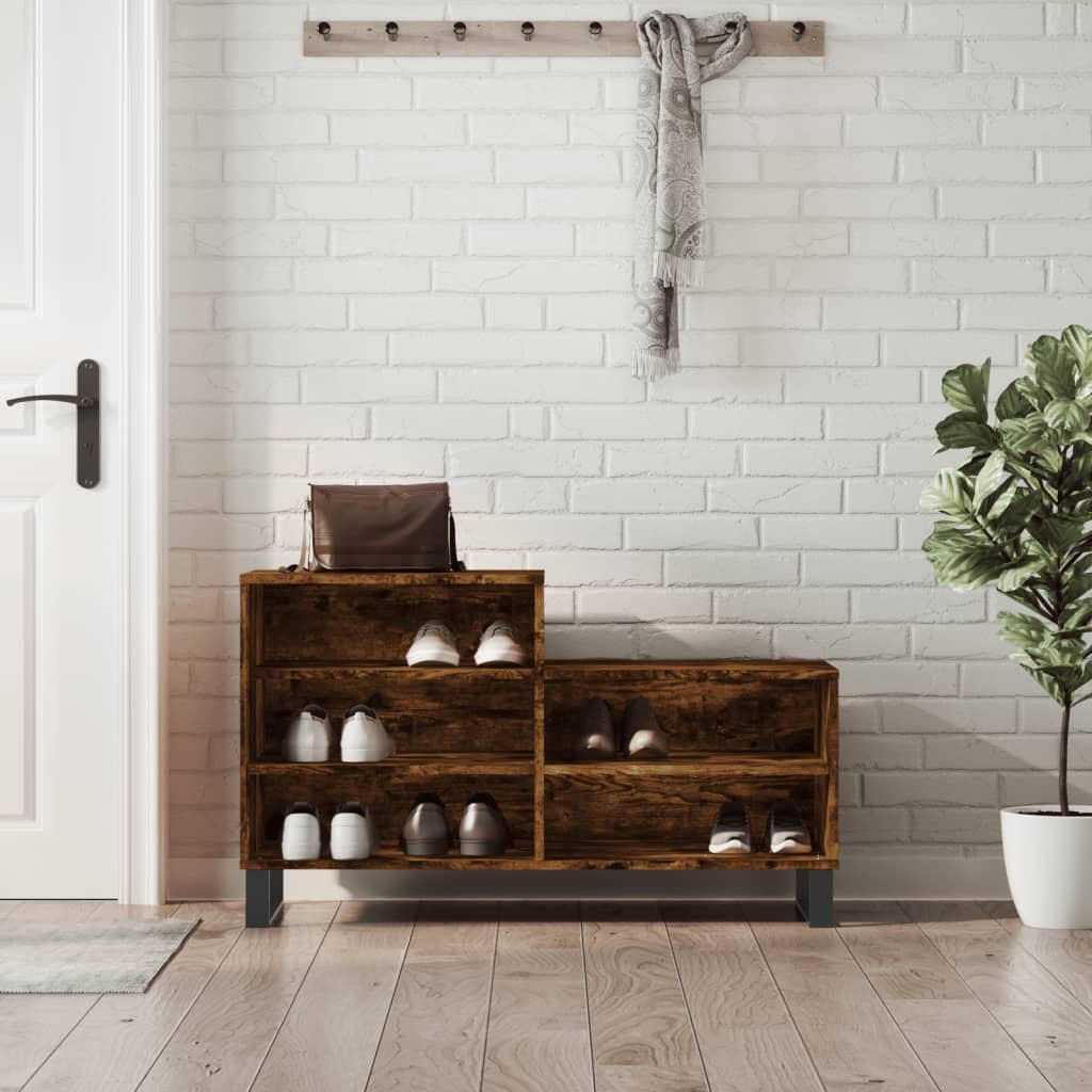 Schuhregal Räuchereiche 102x36x60 cm Holzwerkstoff - Pazzar.ch