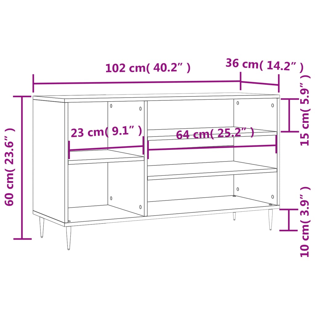 Schuhregal Weiß 102x36x60 cm Holzwerkstoff - Pazzar.ch
