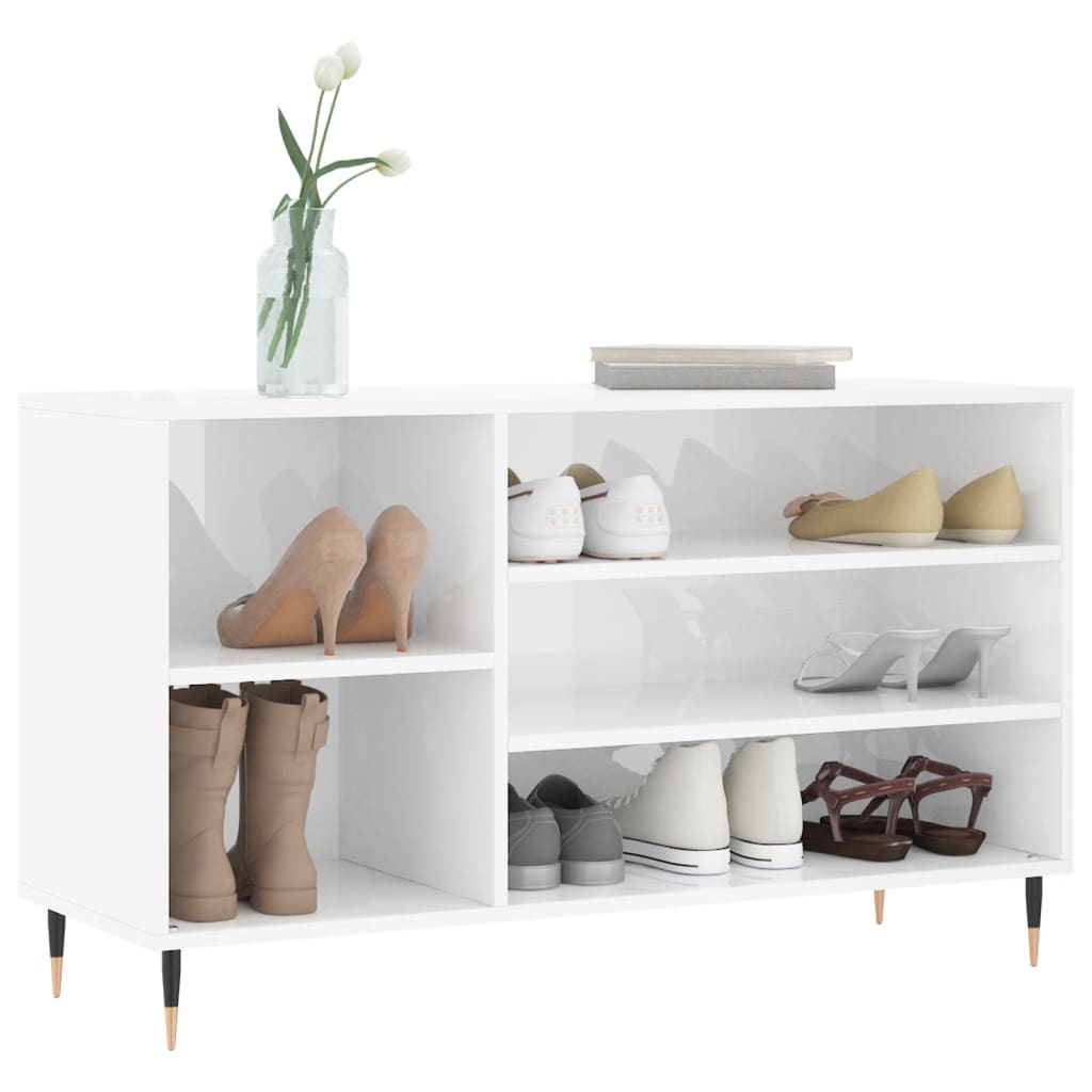 Schuhregal Hochglanz-Weiß 102x36x60 cm Holzwerkstoff - Pazzar.ch