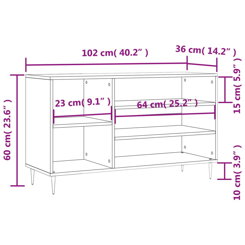 Schuhregal Hochglanz-Weiß 102x36x60 cm Holzwerkstoff - Pazzar.ch