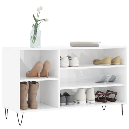 Schuhregal Hochglanz-Weiß 102x36x60 cm Holzwerkstoff - Pazzar.ch