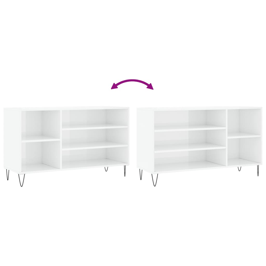 Schuhregal Hochglanz-Weiß 102x36x60 cm Holzwerkstoff - Pazzar.ch