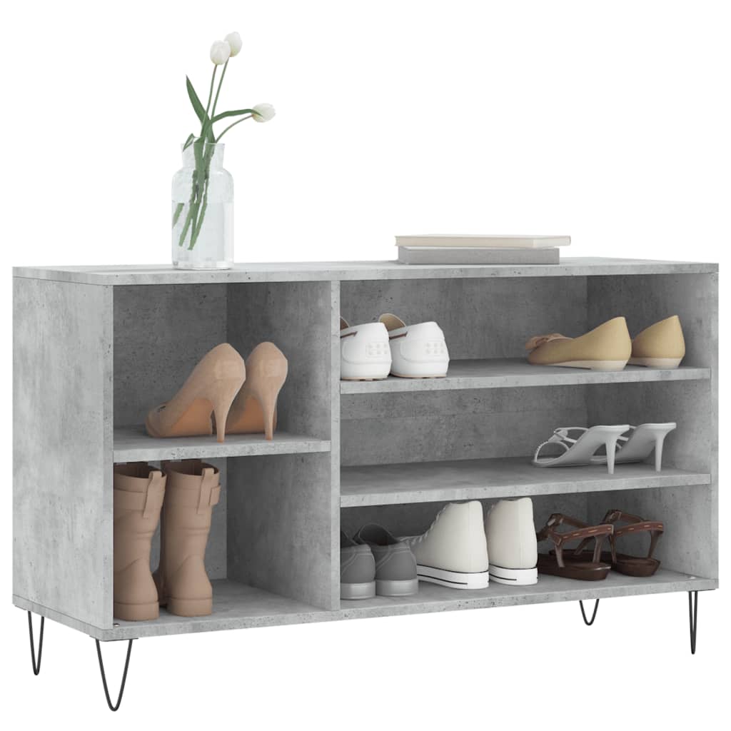 Schuhregal Betongrau 102x36x60 cm Holzwerkstoff - Pazzar.ch