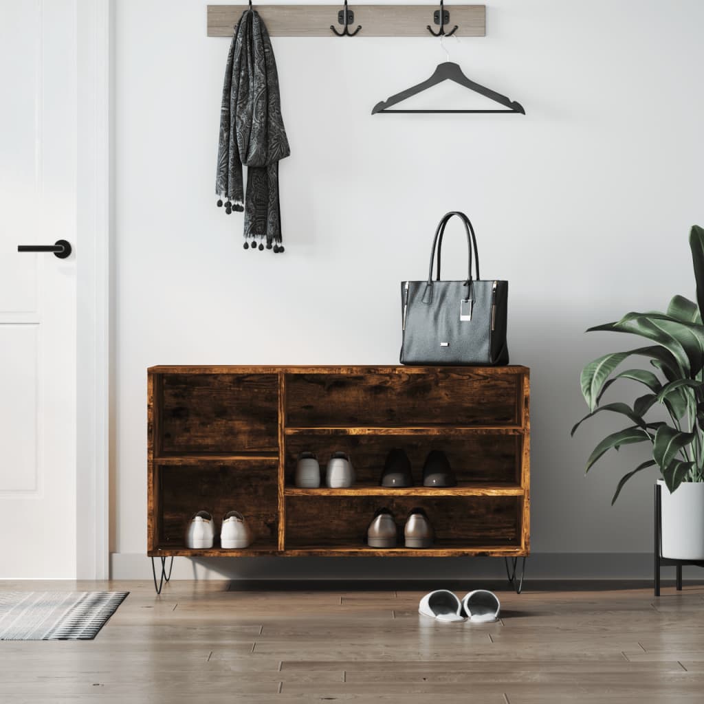 Schuhregal Räuchereiche 102x36x60 cm Holzwerkstoff - Pazzar.ch