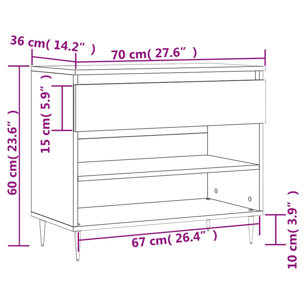 Schuhregal Betongrau 70x36x60 cm Holzwerkstoff - Pazzar.ch