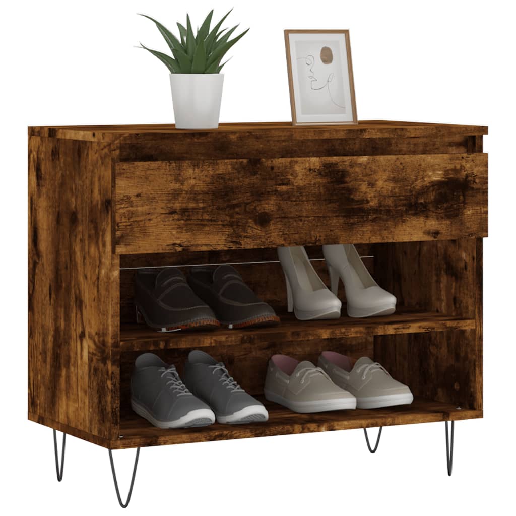 Schuhregal Räuchereiche 70x36x60 cm Holzwerkstoff - Pazzar.ch