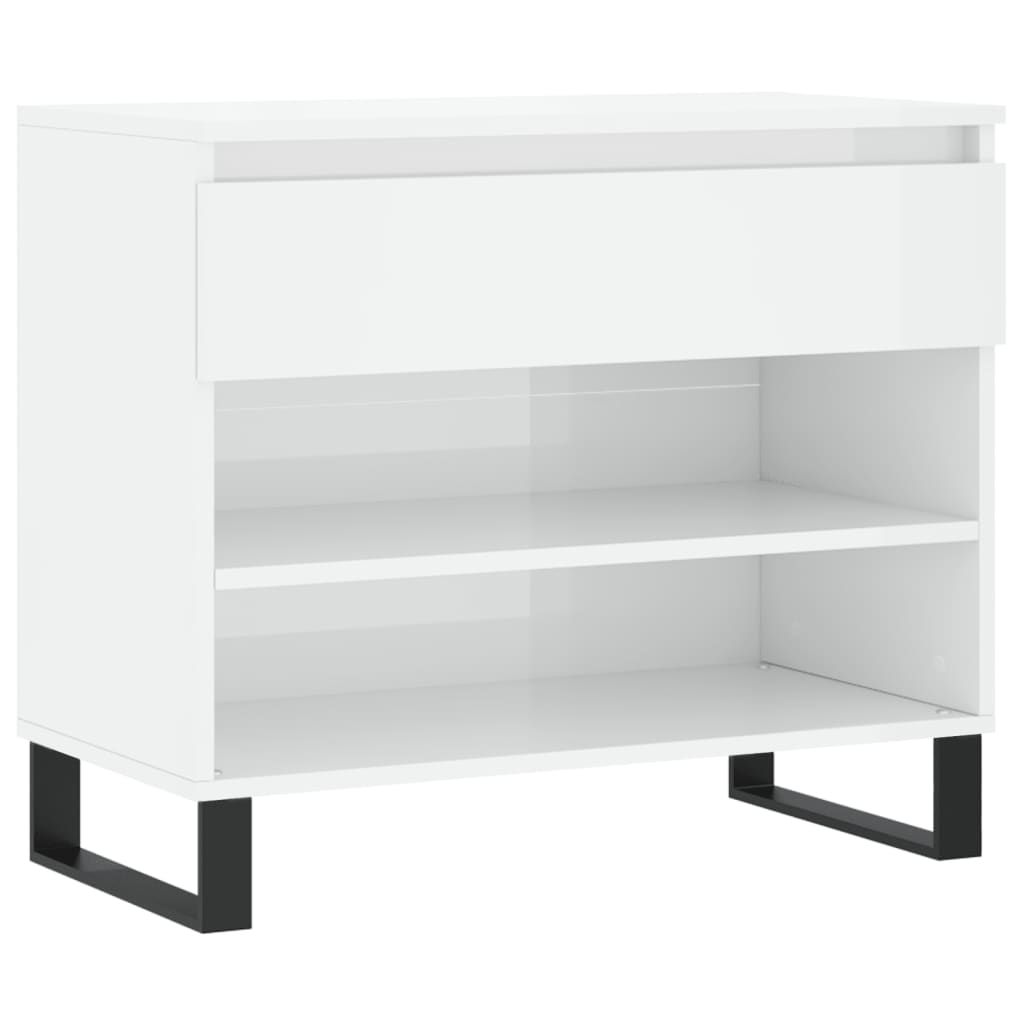 Schuhregal Hochglanz-Weiß 70x36x60 cm Holzwerkstoff - Pazzar.ch