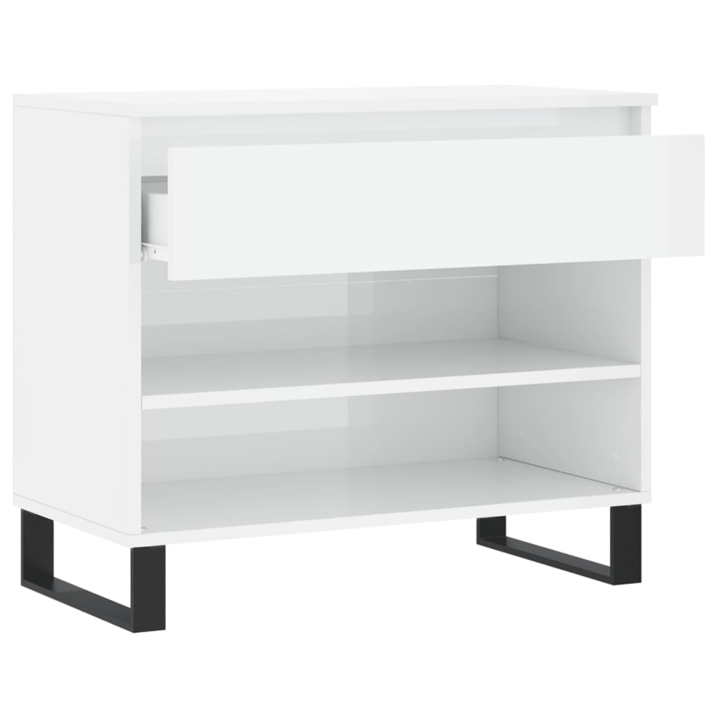 Schuhregal Hochglanz-Weiß 70x36x60 cm Holzwerkstoff - Pazzar.ch