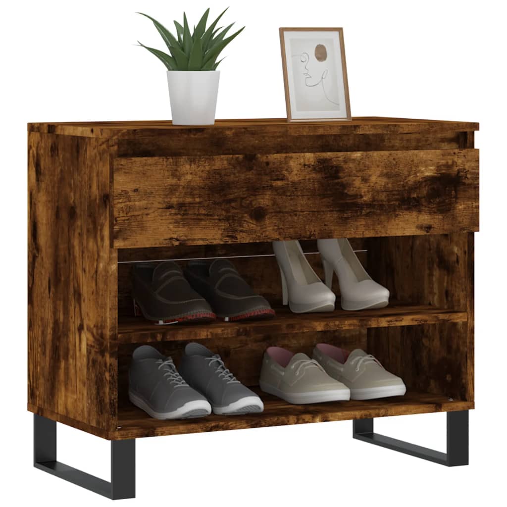 Schuhregal Räuchereiche 70x36x60 cm Holzwerkstoff - Pazzar.ch