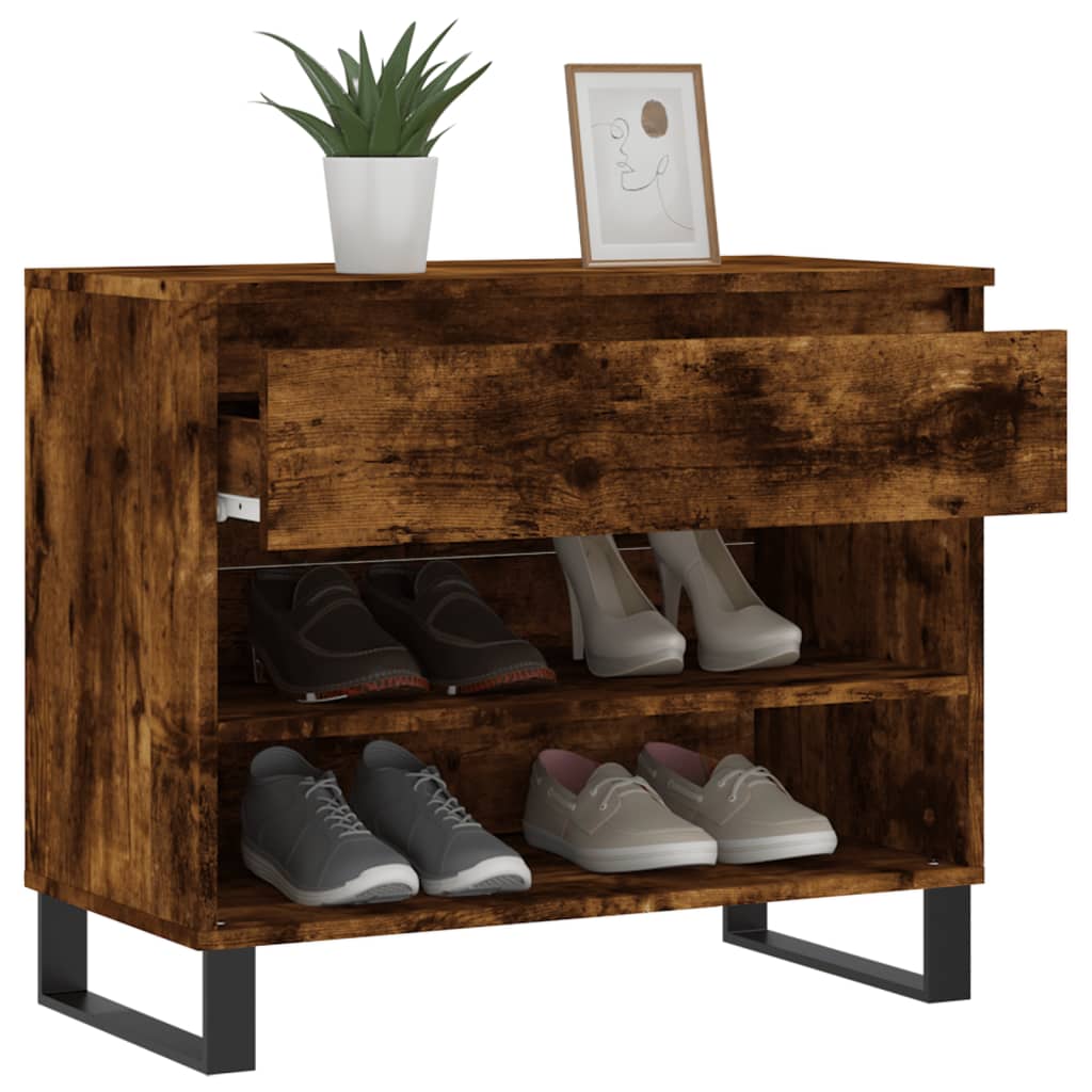Schuhregal Räuchereiche 70x36x60 cm Holzwerkstoff - Pazzar.ch