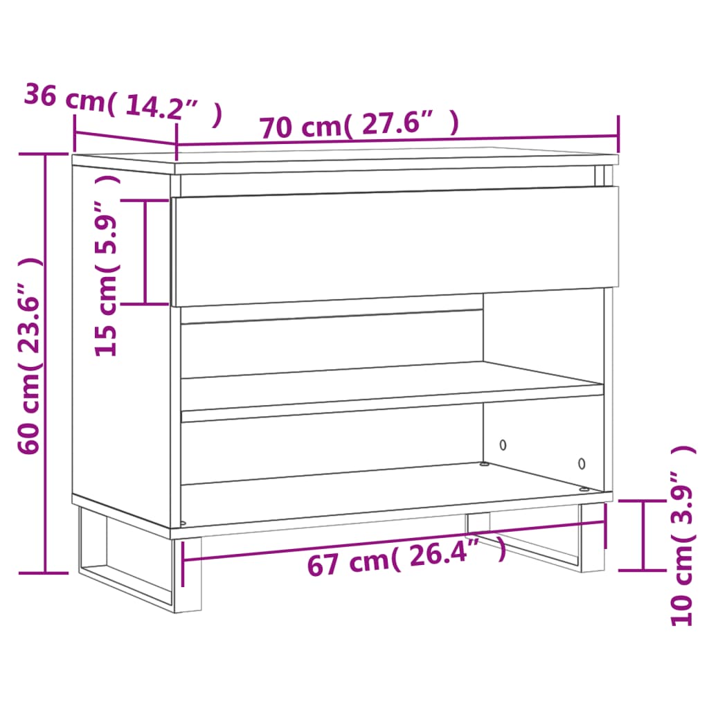 Schuhregal Braun Eichen-Optik 70x36x60 cm Holzwerkstoff - Pazzar.ch
