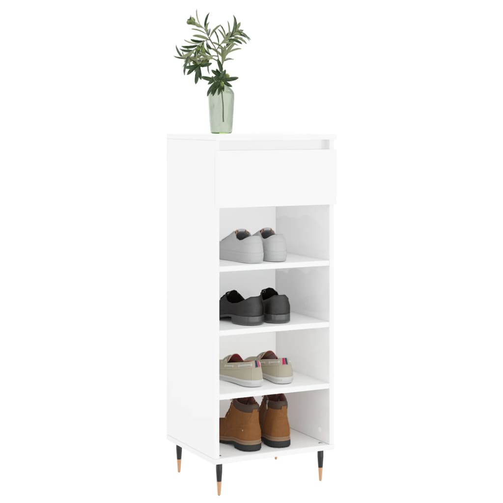 Schuhschrank Hochglanz-Weiß 40x36x105 cm Holzwerkstoff - Pazzar.ch