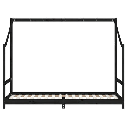 Kinderbett Schwarz 90x200 cm Massivholz Kiefer - Pazzar.ch