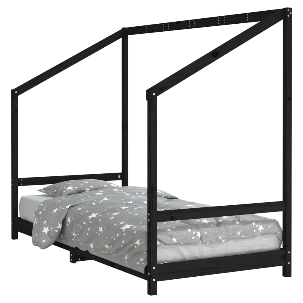 Kinderbett Schwarz 90x190 cm Massivholz Kiefer - Pazzar.ch