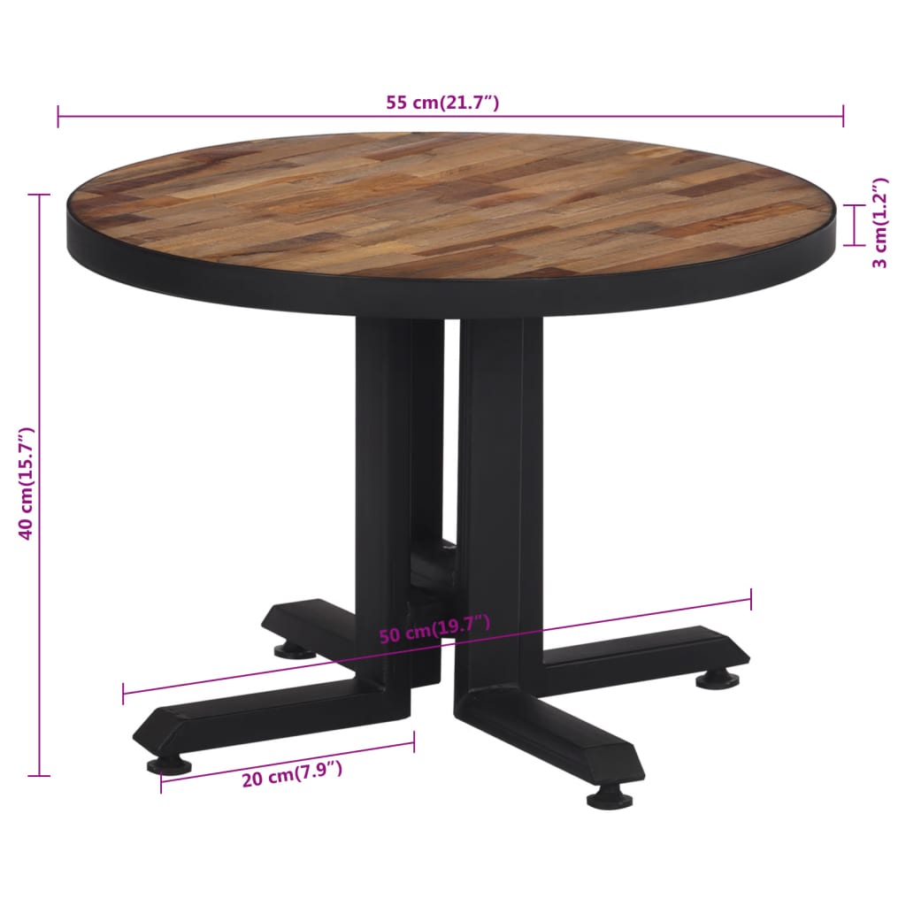 Couchtisch Rund Ø55x40 cm Recyceltes Massivholz Teak - Pazzar.ch