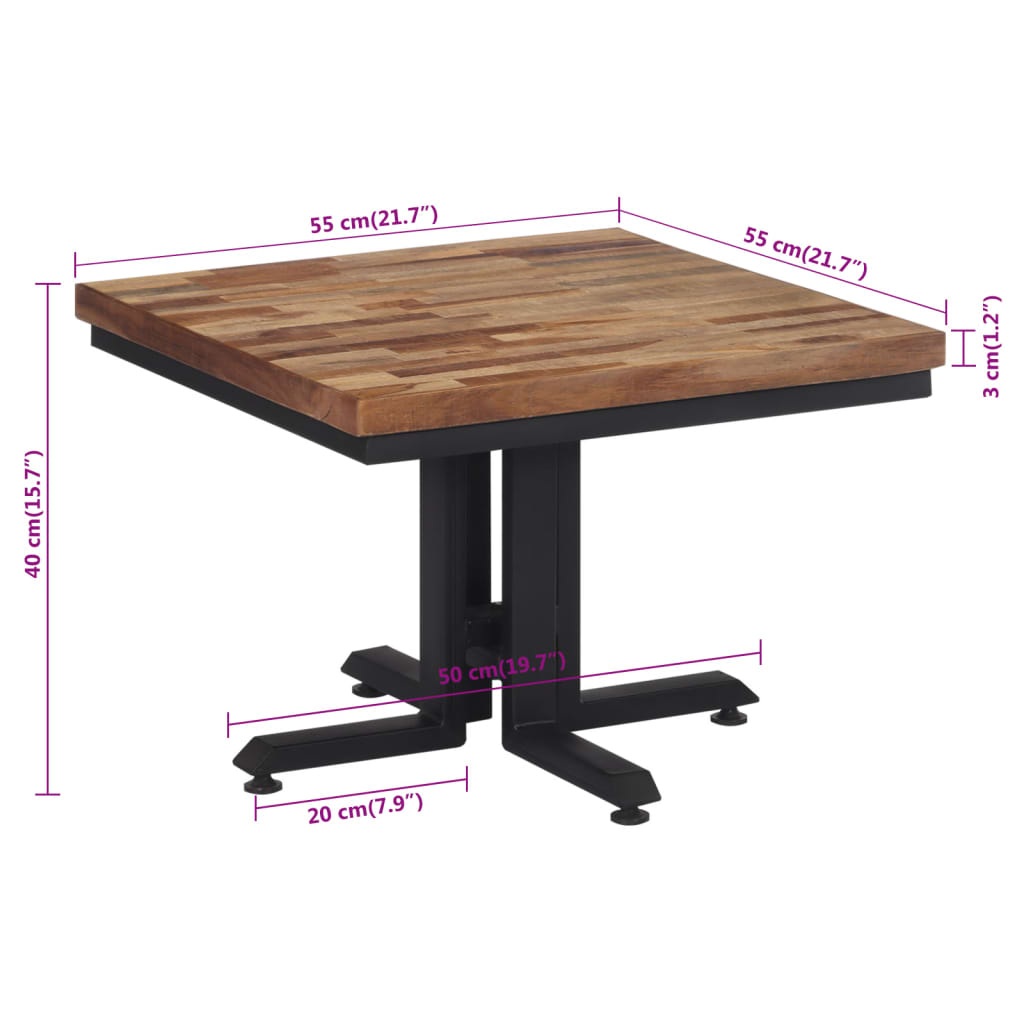 Couchtisch 55x55x40 cm Recyceltes Massivholz Teak - Pazzar.ch