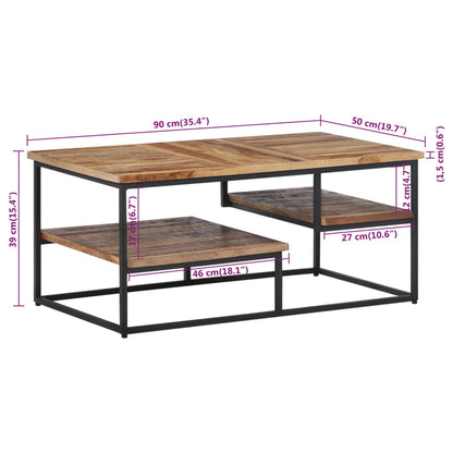 Couchtisch 90x50x39 cm Recyceltes Massivholz Teak - Pazzar.ch