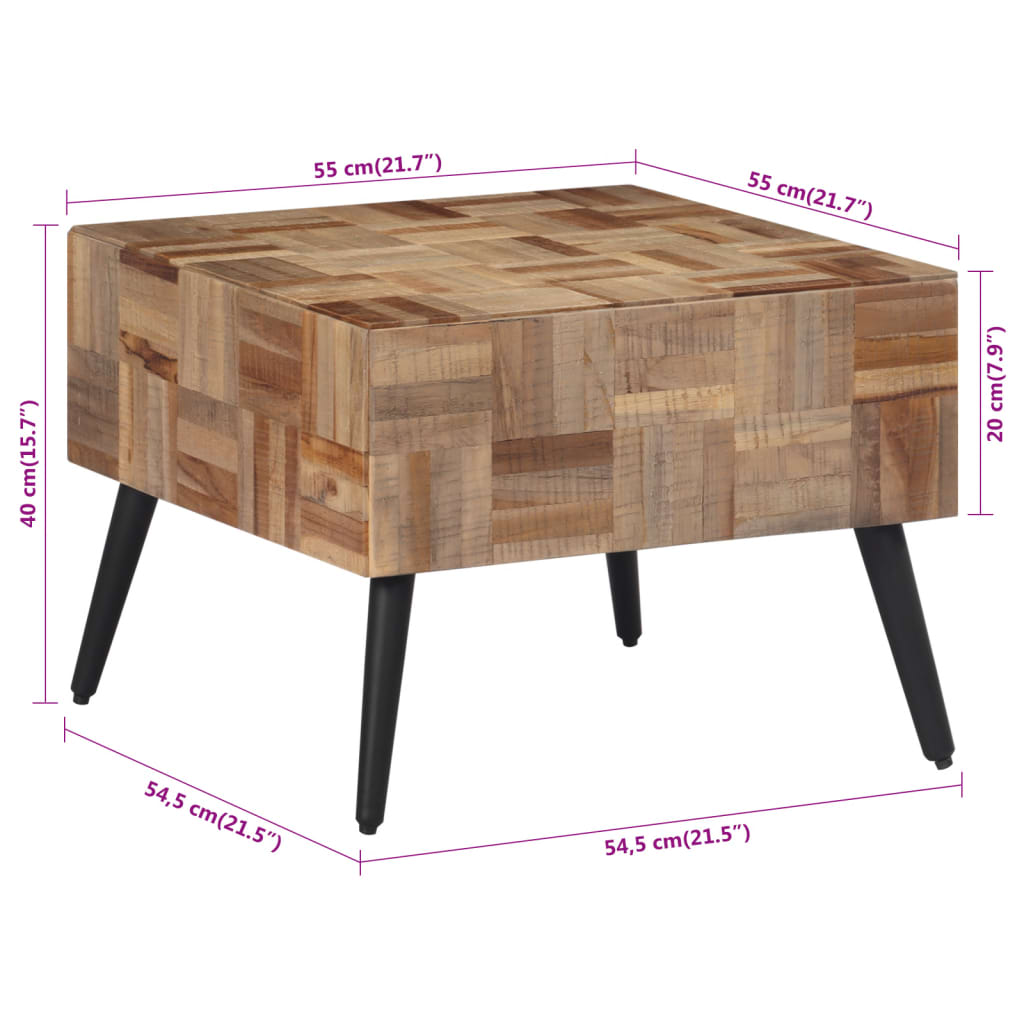Couchtisch Grau 55x55x40 cm Recyceltes Massivholz Teak - Pazzar.ch