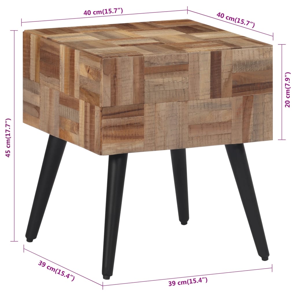 Beistelltisch 40x40x45 cm Recyceltes Massivholz Teak - Pazzar.ch