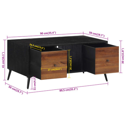 Couchtisch 90x50x41 cm Recyceltes Massivholz Teak - Pazzar.ch