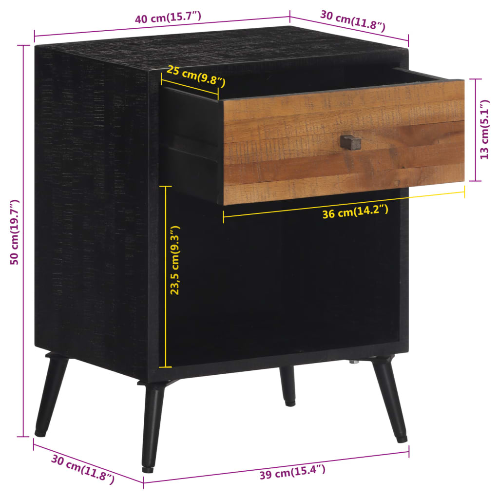 Nachttisch 40x30x50 cm Massivholz Teak - Pazzar.ch
