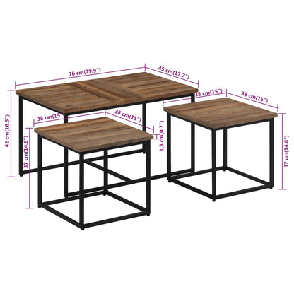 Satztische 3 Stk. Massivholz Teak - Pazzar.ch