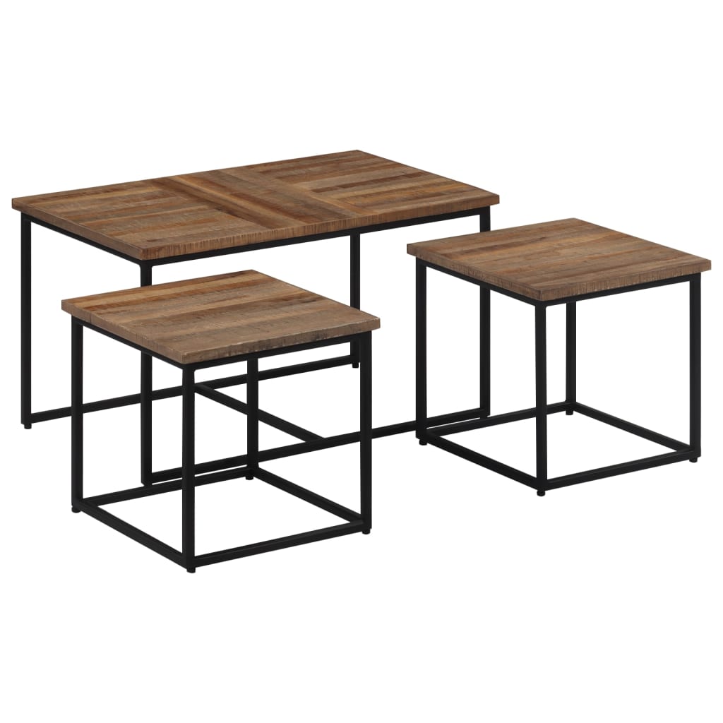 Satztische 3 Stk. Massivholz Teak - Pazzar.ch