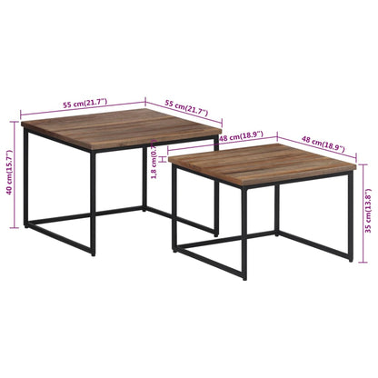 Satztische 2 Stk. Massivholz Teak - Pazzar.ch