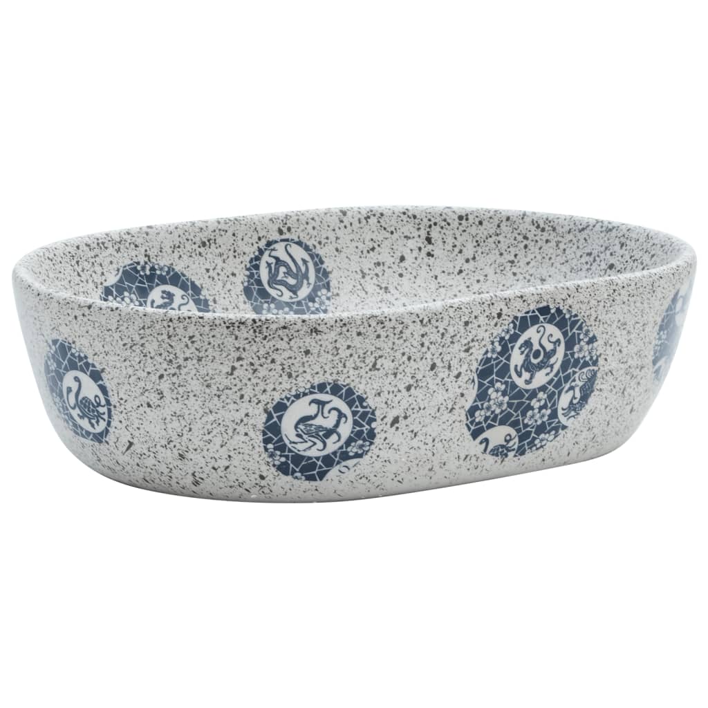 Aufsatzwaschbecken Grau und Blau Oval 47x33x13 cm Keramik - Pazzar.ch