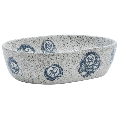 Aufsatzwaschbecken Grau und Blau Oval 47x33x13 cm Keramik - Pazzar.ch