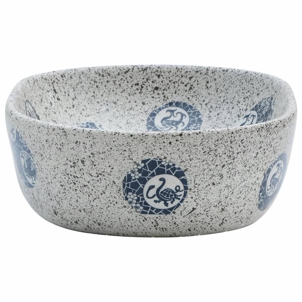 Aufsatzwaschbecken Grau und Blau Oval 47x33x13 cm Keramik - Pazzar.ch
