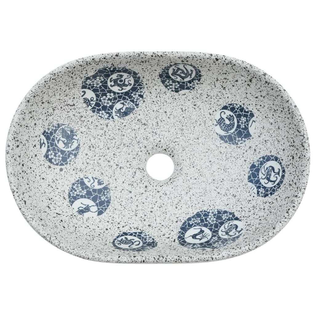 Aufsatzwaschbecken Grau und Blau Oval 47x33x13 cm Keramik - Pazzar.ch