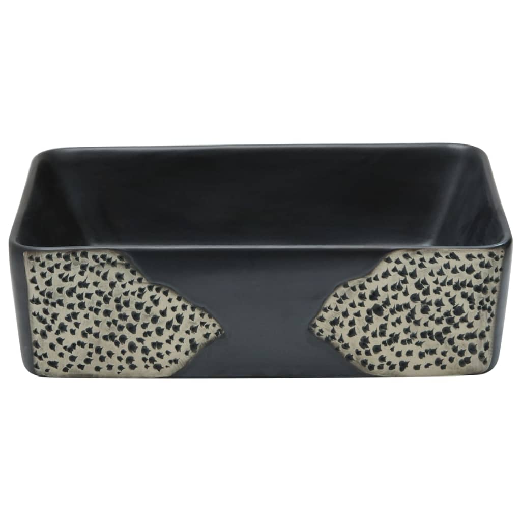 Aufsatzwaschbecken Schwarz Rechteckig 46x35,5x13cm Keramik - Pazzar.ch