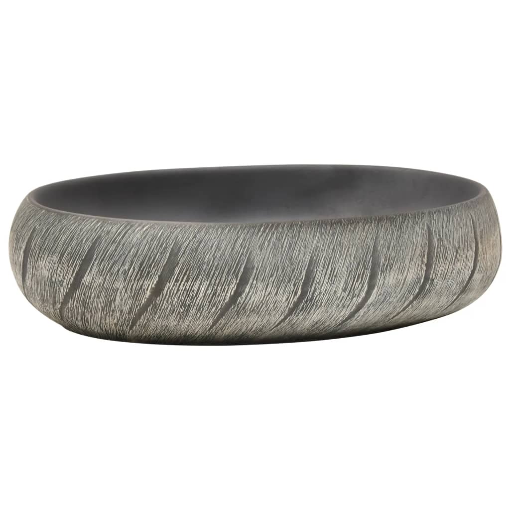 Aufsatzwaschbecken Schwarz und Grau Oval 59x40x15 cm Keramik - Pazzar.ch