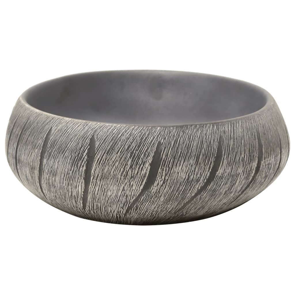 Aufsatzwaschbecken Schwarz und Grau Oval 59x40x15 cm Keramik - Pazzar.ch