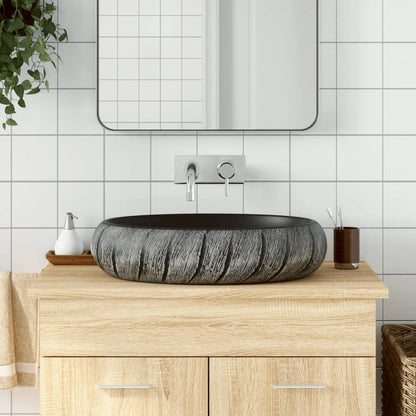 Aufsatzwaschbecken Schwarz und Grau Oval 59x40x15 cm Keramik - Pazzar.ch