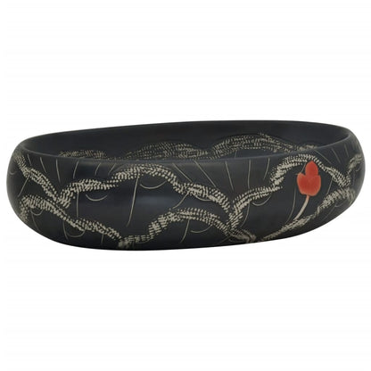 Aufsatzwaschbecken Schwarz Oval 59x40x15 cm Keramik - Pazzar.ch