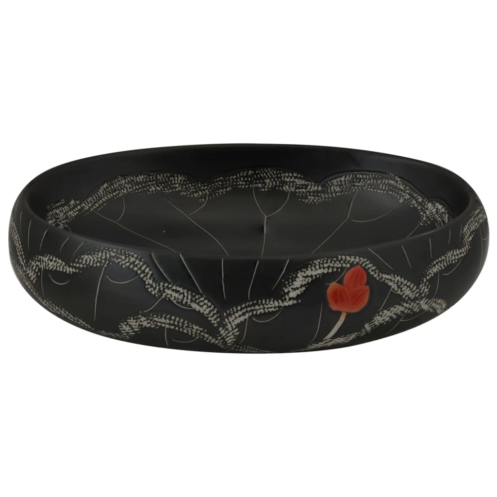 Aufsatzwaschbecken Schwarz Oval 59x40x15 cm Keramik - Pazzar.ch