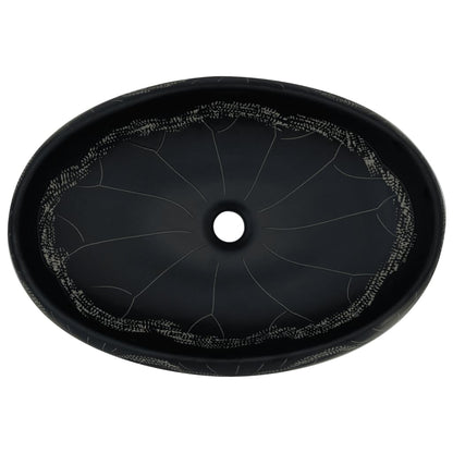 Aufsatzwaschbecken Schwarz Oval 59x40x15 cm Keramik - Pazzar.ch