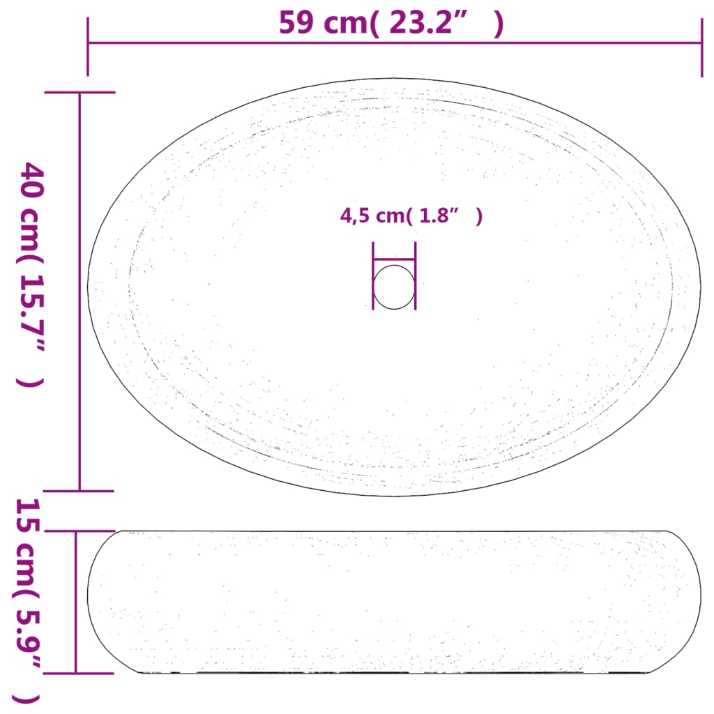 Aufsatzwaschbecken Schwarz Oval 59x40x15 cm Keramik - Pazzar.ch