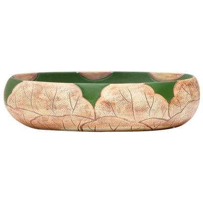 Aufsatzwaschbecken Grün und Braun Oval 59x40x15 cm Keramik - Pazzar.ch