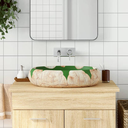 Aufsatzwaschbecken Grün und Braun Oval 59x40x15 cm Keramik - Pazzar.ch