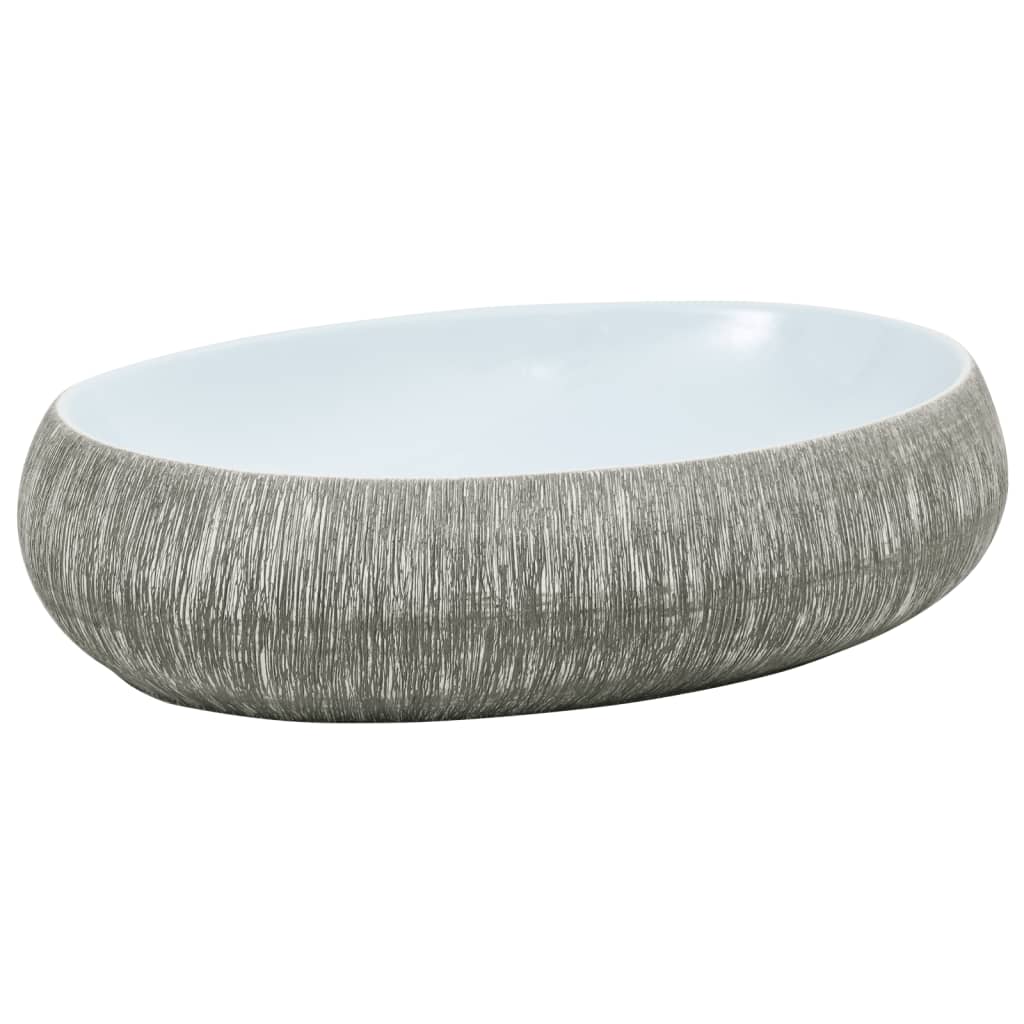Aufsatzwaschbecken Grau und Blau Oval 59x40x15 cm Keramik - Pazzar.ch