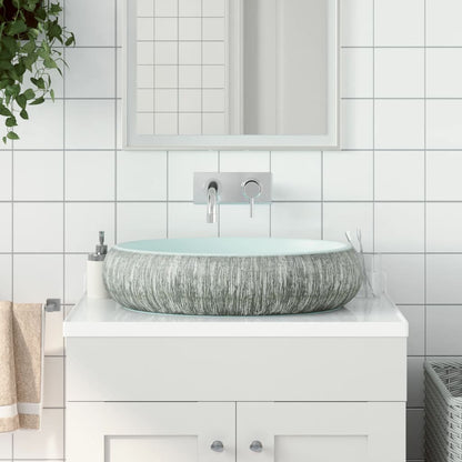 Aufsatzwaschbecken Grau und Blau Oval 59x40x15 cm Keramik - Pazzar.ch