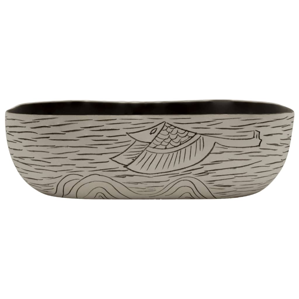 Aufsatzwaschbecken Grau Schwarz Rechteck 48x37,5x13,5cm Keramik - Pazzar.ch