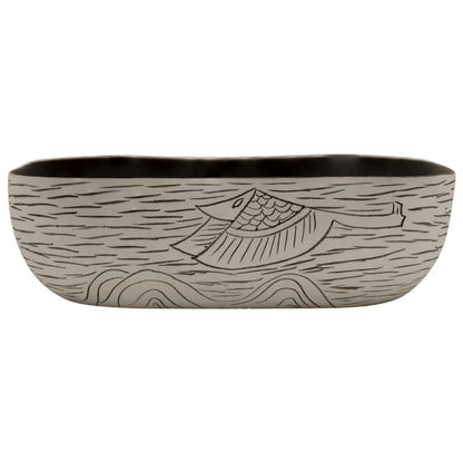 Aufsatzwaschbecken Grau Schwarz Rechteck 48x37,5x13,5cm Keramik - Pazzar.ch