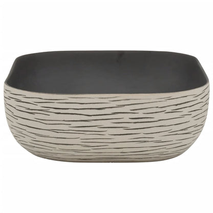 Aufsatzwaschbecken Grau Schwarz Rechteck 48x37,5x13,5cm Keramik - Pazzar.ch
